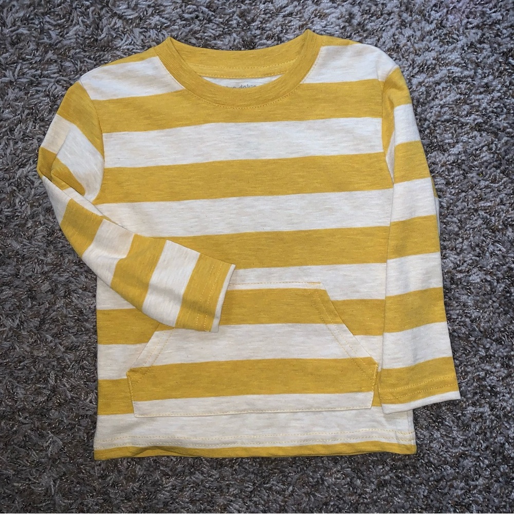 okie dokie Long Sleeve Yellow Striped Toddler Shirt 2T